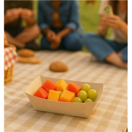Snackschale aus Bambus-Karton Kraft 350ml 16,5x12x4,4cm (125 Stück)