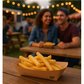 Snackschale aus Bambus-Karton Kraft 350ml 16,5x12x4,4cm (125 Stück)