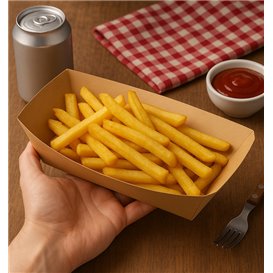 Snackschale aus Bambus-Karton Kraft 700ml 20,5x15x5,2cm (125 Stück)