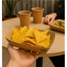 Snackschale aus Bambus-Karton Kraft 700ml 20,5x15x5,2cm (125 Stück)