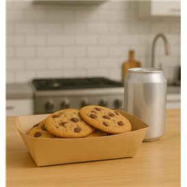 Snackschale aus Bambus-Karton Kraft 700ml 20,5x15x5,2cm (125 Stück)