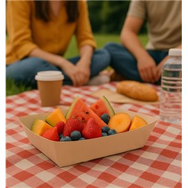 Snackschale aus Bambus-Karton Kraft 800ml 24x16x5,2cm (125 Stück)