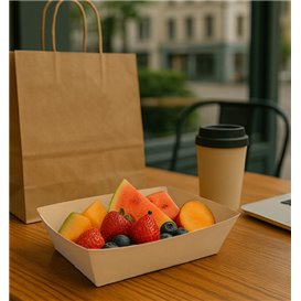 Snackschale aus Bambus-Karton Kraft 800ml 24x16x5,2cm (125 Stück)