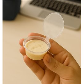 Saucenbecher mit Klappdeckel aus PP Transparent 30ml  (1.000 Stück)