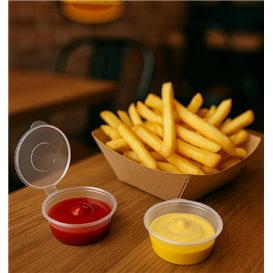 Saucenbecher mit Klappdeckel aus PP Transparent 60ml (50 Stück)