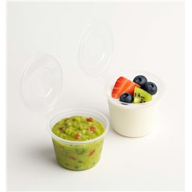 Saucenbecher mit Klappdeckel aus PP Transparent 120ml (50 Stück)