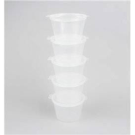 Saucenbecher mit Klappdeckel aus PP Transparent 120ml (50 Stück)