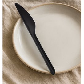 Mehrweg-Messer aus PP Schwarz 17,8cm (50 Stück)