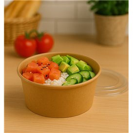 Suppenbecher Kraft-Kraft mit PET-Deckel 750ml Ø15cm (50 Stück)