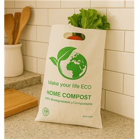 Plastiktüten mit Griffloch Bio Home Compost 20x33cm 20µm (100 Stück)