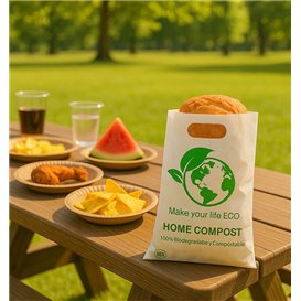 Plastiktüten mit Griffloch Bio Home Compost 20x33cm 20µm (100 Stück)