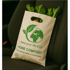 Plastiktüten mit Griffloch Bio Home Compost 20x33cm 20µm (100 Stück)
