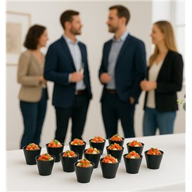Mehrweg Fingerfood-Becher aus PS "Punto" Schwarz 60ml (25 Stück)