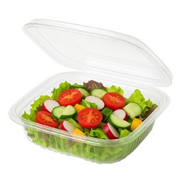 Transparente Dose mit Klappdeckel Viereckig PET 250ml (900 Stück)