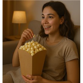 Große Popcorn Box Kraft 150g 8,7x13x20,3cm (25 Stück)