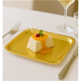 Pappschale rechteckig Golden 16x22 cm (100 Stück)