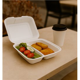 Burger-Box 2-geteilt Zuckerrohr 25,1x16,2x6,5cm (50 Stück)