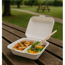 Burger-Box 2-geteilt Zuckerrohr 25,1x16,2x6,5cm (50 Stück)