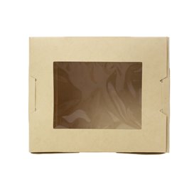 SnackBox Bambus-Karton Kraft mit Sichtfenster 11,5x9x6,5cm 700ml (200 Stück)