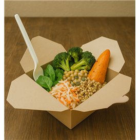 SnackBox Bambus-Karton Kraft 14x12x6,5cm 1300ml (50 Stück)