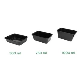 PP-Schale Rechteckig Schwarz 500ml 17,3x11,9cm (50 Stück)