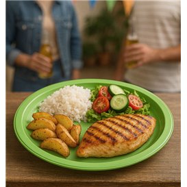 Plastikteller PS Wiederverwendbar Flach Limettengrün Ø220mm (300 Stück)