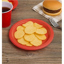 Plastikteller PS Wiederverwendbar Flach Rot Ø165mm (450 Stück)