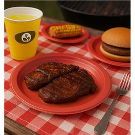 Plastikteller PS Wiederverwendbar Flach Rot Ø220mm (25 Stück)