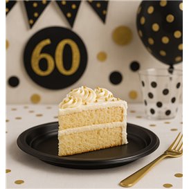 Plastikteller PS Wiederverwendbar Flach Schwarz 165mm (25 Stück)