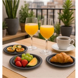 Plastikteller PS Wiederverwendbar Flach Schwarz 165mm (450 Stück)