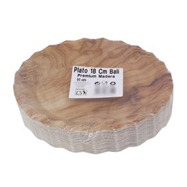 Pappteller mit Holzoptik “Bali” Ø18cm 290g/m² (50 Stück)