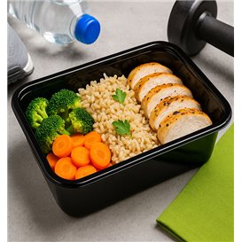 PP-Schale Rechteckig Schwarz 750ml 17,6x12,4x6cm (50 Stück)