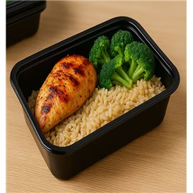 PP-Schale Rechteckig Schwarz 750ml 17,6x12,4x6cm (50 Stück)