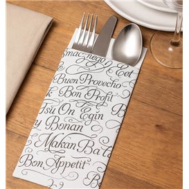 Bestecktaschen mit Servietten „Guten Appetit“ 11x25cm (100 Stück)