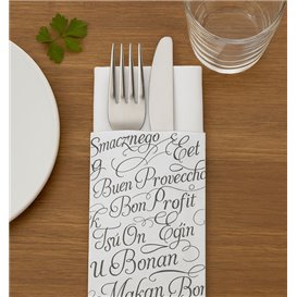 Bestecktaschen mit Servietten „Guten Appetit“ 11x25cm (100 Stück)
