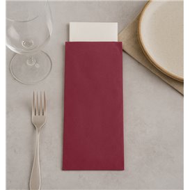 Bestecktaschen mit Servietten Bordeaux 11x25cm (100 Stück)