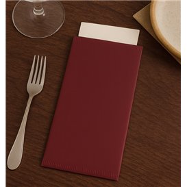 Bestecktaschen mit Servietten Bordeaux 11x25cm (100 Stück)