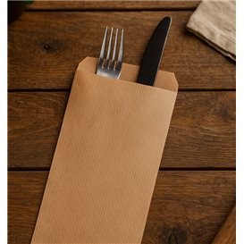 Bestecktaschen Geripptes Kraft 11x24cm (100 Stück)