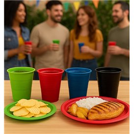 Plastikbecher PS Schwarz 200ml Ø7cm (25 Stück)
