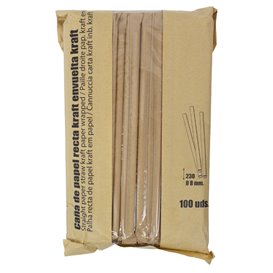 Trinkhalme Papier Gerade Verpackt Kraft Ø0,8x23 cm (100 Stück)