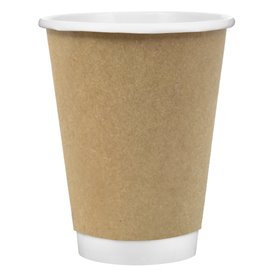 Kaffeebecher aus Doppelwandig Glatt Kraft 12Oz/360ml Ø9cm (25 Stück)