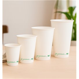 Weißer Pappbecher "Go Green" 8Oz/240ml Ø8cm (1.000 Stück)