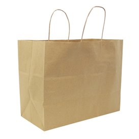 Papiertüten Kraft mit Gedrehten Griffen 80g/m² 32+16x26cm (25 Stück)