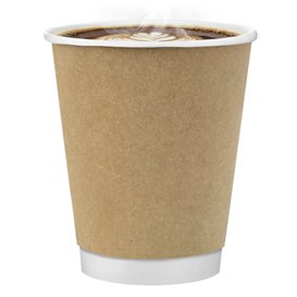 Kaffeebecher aus Doppelwandig Glatt Kraft 8Oz/240ml Ø8cm (500 Stück)