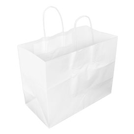 Papiertüten Weiß mit Henkeln 80g/m² 32+16x27cm (25 Stück)