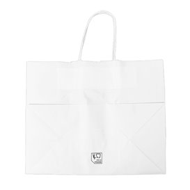 Papiertüten Weiß mit Henkeln 80g/m² 32+16x27cm (25 Stück)