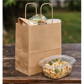 Tüten Papier Kraft mit Gedrehten Griffen 80 g/m² 22+10x28cm (25 Stück)