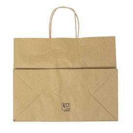 Tüten Papier Kraft mit Gedrehten Griffen 80 g/m² 32+16x26cm (25 Stück)
