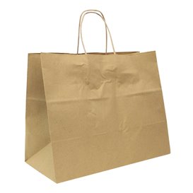 Tüten Papier Kraft mit Gedrehten Griffen 80 g/m² 32+16x26cm (25 Stück)