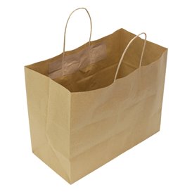 Tüten Papier Kraft mit Gedrehten Griffen 80 g/m² 32+16x26cm (25 Stück)
